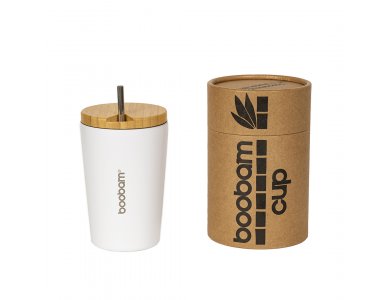 Boobam Cup Ποτήρι Θερμός 350ml, Άσπρο