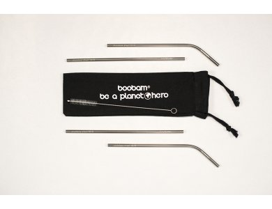 Boobam Metal Straw Color Χρωματιστά Καλαμάκια από Ανοξείδωτο Ατσάλι, Ασημί