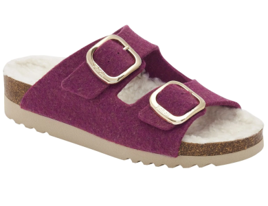 Scholl Ilary Fluffy Magenta Ανατομική Γυναικεία Παντόφλα με Επένδυση Faux Γούνας, Νο40