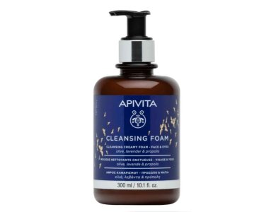 Apivita Cleansing Foam Face & Eyes Κρεμώδης Αφρός Καθαρισμού για Πρόσωπο & Μάτια με Ελιά, Λεβάντα & Πρόπολη, 300ml