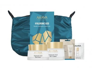 Ahava X-Mas Hyaluronic Acid Promo Set, 24ωρη Ενυδατική Κρέμα 50ml & Κρέμα Ματιών 15ml & Scrub Προσώπου 8ml & Δείγμα Ορού 2ml σε νεσεσέρ
