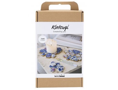 DIY Σετ Χειροτεχνίας Kintsugi, Σουβέρ, Μπλε, Χρυσό, Ανοιχτόχρωμο, Κόκκινο, Λευκό, 1πακ