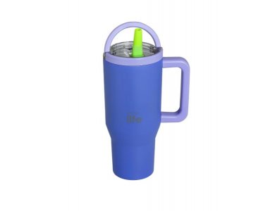 Eco Life 2Handles Lid Tumbler Blue-Purple, Ανοξείδωτο Ποτήρι Θερμός με Στόμιο, 900ml