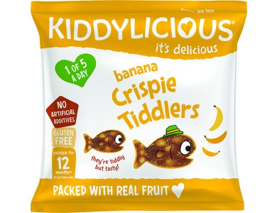 Kiddylicious Crispy Tiddlers Banana 12m+ Ψαράκια Μπανάνα, 12gr