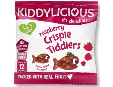Kiddylicious Crispy Tiddlers Raspberry 12m+ Ψαράκια Βατόμουρο, 12gr