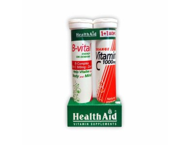 Health Aid B-Vital & Vitamin C 1000mg Πoρτοκάλι 20+20eff.tabs