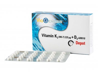 VioGenesis Vitamin K2 [MK-7] 225 μg + Vitamin D3 4000 IU depot 60 tabs