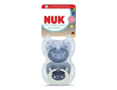 Nuk First Choice Classic Day & Night Πιπίλες Σιλικόνης Μπλε με Θήκη 6-18m, 2τμχ