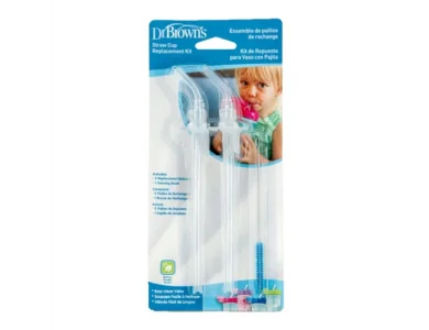 Dr. Brown's Straw Cup Replacement Kit Ανταλλακτικά Καλαμάκια για Κύπελλο 2τμχ & Βουρτσάκι Καθαρισμού 1τμχ
