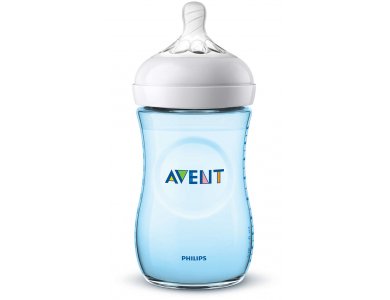 Philips Avent Natural SCF035/17 Πλαστικό Μπιμπερό 1m+ με Θηλή Αργής Ροής, Χρώμα Μπλέ, 260ml