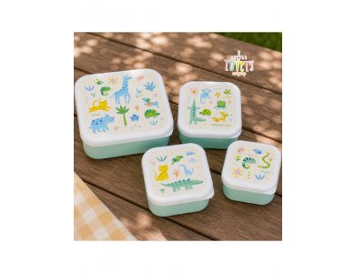 A little lovely company: Σετ 4 δοχεία φαγητού Lunch & Snack Box -Jungle