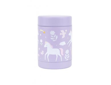 A little lovely company: Θερμός φαγητού από ανοξείδωτο ατσάλι 300ml-Unicorn Dreams, 1 τμχ