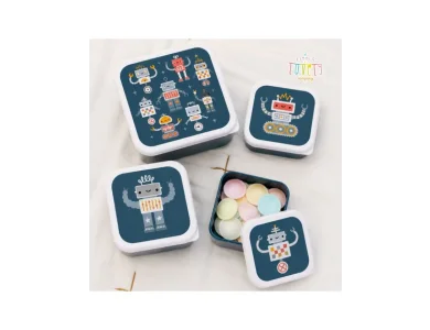 A little lovely company: Σετ 4 δοχεία φαγητού Lunch & Snack Box -Robots