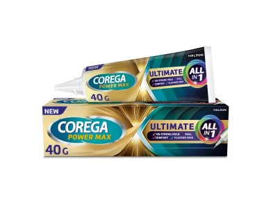 Corega Power Max Ultimate All-In-One Stabilizing Cream, Στερεωτική Κρέμα Τεχνητής Οδοντοστοιχίας, 40g