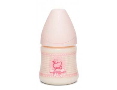 Suavinex Μπιμπερό Girls  Πλαστικό PP 150ml με Ανατομική Θηλή Σιλικόνη 0m+, Ροζ παπί