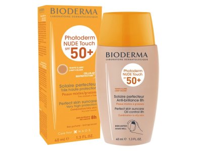 Bioderma Photoderm Nude Touch SPF 50+ Light, Αντηλιακό με Ελαφριά Κάλυψη και Ματ Αποτέλεσμα για Μεικτό προς Λιπαρό Δέρμα, 40ml