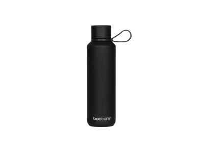 Boobam Bottle sleek, Ανοξείδωτο Μπουκάλι Θερμός με Καπάκι Grip, Charcoal Black, 600ml