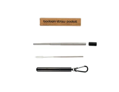 Boobam Straw Pocket, Πτυσσόμενο Καλαμάκι, Black, 1τμχ