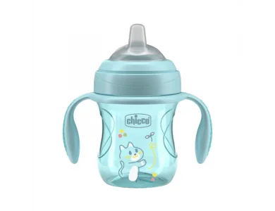 Chicco Training Cup Εκπαιδευτικό Ποτήρι-Κύπελλο Με Μαλακό Στόμιο Για 4m+, Βεραμαν, 200ml