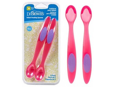 Dr. Brown's Infant Feeding Spoons, 4m+ Βρεφικά Κουταλάκια Ταΐσματος, χρώμα Ρόζ, 2τμχ, TF200