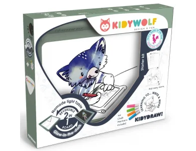 Kidywolf, Tablet ζωγραφικής με φως, 2 όψεων με οθόνη LΕD & μαυροπίνακα Επαναφορτιζόμενο, 1 τμχ