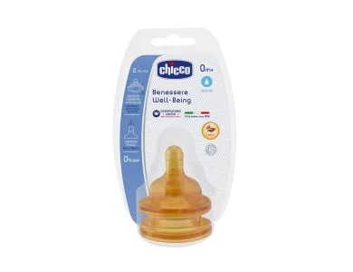 Chicco Θηλή Καουτσούκ Original Touch, Κανονική Ροή, 0m+, 2τμχ