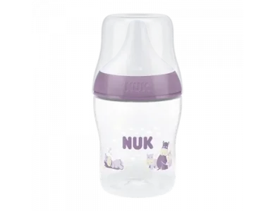 NUK Perfect Match Μπιμπερό Πλαστικό 0m+ με Δείκτη Ελέγχου Θερμοκρασίας με θηλή σιλικόνης Mικρής Οπής 150ml Χρώμα Μωβ, 1τμχ