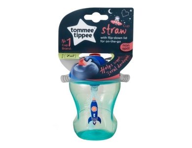 Tommee Tippee Εκπαιδευτικό Κύπελλο με Μαλακό Καλαμάκι Boy Train Straw Cup για Αγόρι 7+Μηνών, 230ml