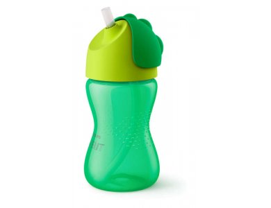 Philips Avent Bendy Straw Cup 12m+, Κύπελλο με καλαμάκι, χρώμα πράσινο, SCF798/01, 300ml
