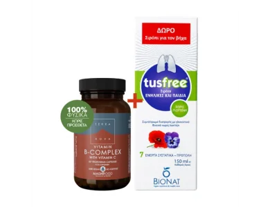 Terranova Promo Vitamin B-Complex With Vitamin C για το Νευρικό Σύστημα 50 Κάψουλες & Bionat Tusfree Φυτικό Σιρόπι για Ξηρό & Παραγωγικό Βήχα & Ενίσχυση Ανοσοποιητικού 150ml, 1 σετ