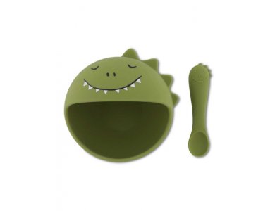 Trixie Mr. Dino First Baby Meal Set Σετ Φαγητού 4m+ με Μπολ & Κουτάλι, 1σετ