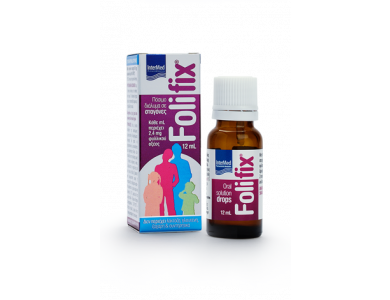 InterMed Folifix, Συμπλήρωμα Διατροφής Φυλλικού Οξέος σε σταγόνες, με γεύση βατόμουρο, 12ml