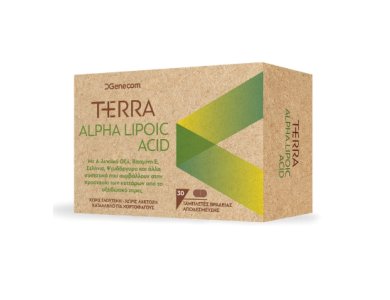 Genecom Terra Alpha Lipoic Acid, Συμπλήρωμα Διατροφής με Άλφα Λιποϊκό Οξύ για Αντιοξειδωτική δράση, 30tabs
