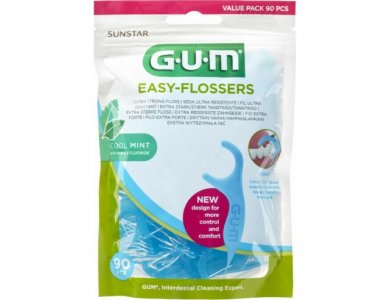 Gum Easy Flossers 890 Οδοντικό Νήμα σε Διχάλες Cool Mint Ελαφρώς Κερωμένο, 90 τεμάχια