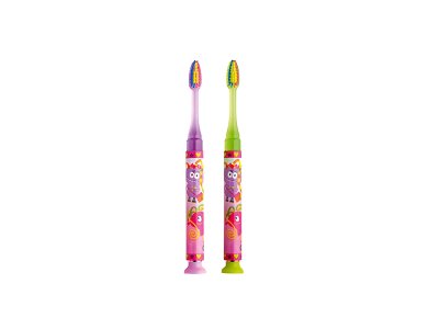 Gum Promo 1+1 Παιδική Οδοντόβουρτσα Junior Light Up, Ροζ-Πράσινη για 5+ ετών, 2τμχ