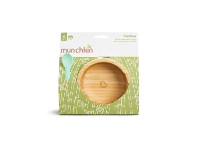Munchkin  Set Bambou Bowl & Spoon, Οικολογικό Μπολ Φαγητού & Κουτάλι, 1τμχ