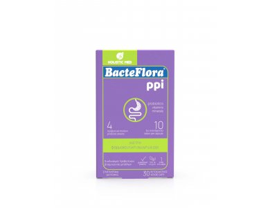 Holistic Med BacteFlora PPI Προβιοτικό για την Συμπλήρωση & Εξισορρόπηση της Μικροβιακής Χλωρίδας του Εντέρου, 30caps