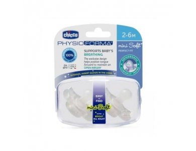 Chicco Mini Soft PhysioForma Extra Bright All Night Πιπίλα Σιλικόνης Που Φωσφορίζει 2-6m, 2τμχ