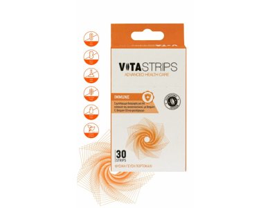 Vitastrips Immune, Συμπλήρωμα διατροφής για Τόνωση του Ανοσοποιητικού με φυσική γεύση πορτοκάλι, 30strips