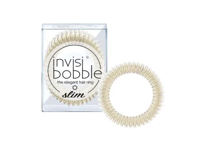 Invisibobble Slim Stay Gold Hair Ring, Λεπτό Λαστιχάκι Μαλλιών Χρυσό, 3τμχ