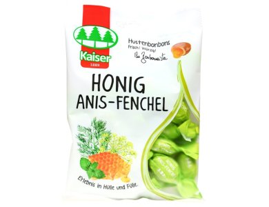 Kaiser Honig Anis - Fenchel με Μέλι, Γλυκάνισο, Μάραθο - Ανακουφίζουν το βήχα, μαλακώνουν το Λαιμό, 75gr