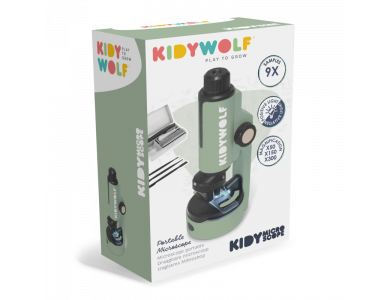 Kidywolf, Παιδικό φορητό μικροσκόπιο με δείγματα & εργαλεία, 1τμχ