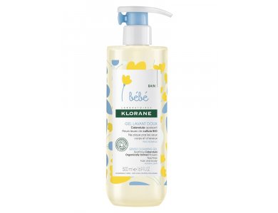 Klorane Bebe Gentle Cleansing Gel with Soothing Calendula, Απαλό Τζελ Καθαρισμού για το Μπάνιο για Βρέφη, 500ml