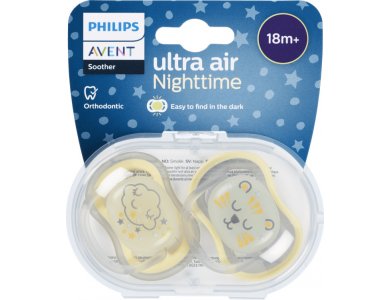 Philips Avent Ultra Air Night (SCF376/01), Πιπίλα Σιλικόνης 18m+, 2τεμ