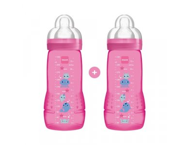 Mam Σετ Easy Active, Πλαστικό Μπιμπερό 4m+, 2x330ml
