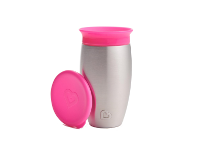 Munchkin Pink Stainless Steel Miracle 360 Trainer Cup 12m+, Εκπαιδευτικό ποτήρι Ανοξείδωτο Ρόζ, 296ml