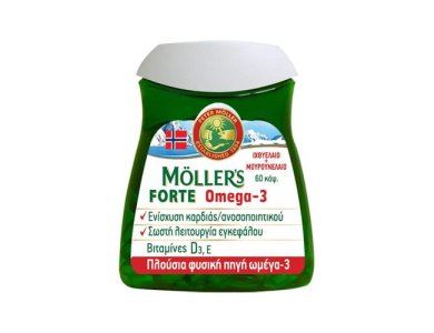 Moller's Forte Omega 3, Μουρουνέλαιο Μίγμα Ιχθυελαίου & Μουρουνέλαιου Πλούσιο σε Ω3 Λιπαρά Οξέα, 60caps