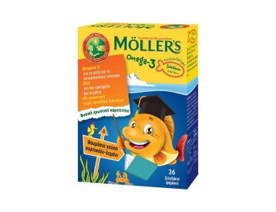 Moller's Ζελεδάκια Ω3 για Παιδιά, με γεύση Πορτοκάλι - Λεμόνι, 36gummies