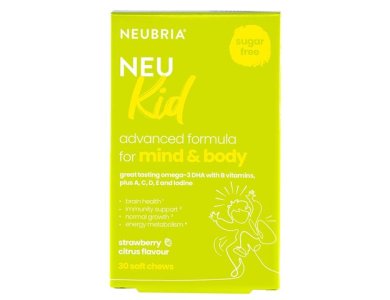 Neubria Neu Kid, Προηγμένη Παιδική Πολυβιταμίνη με γεύση Φράουλα & Λεμόνι, 30μασώμενα δισκία