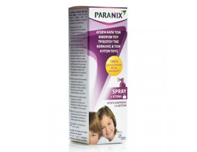 Paranix Spray, Αγωγή Κατά των Φθειρών του Τριχωτού της Κεφαλής και των Αυγών & Κτένα, 100ml